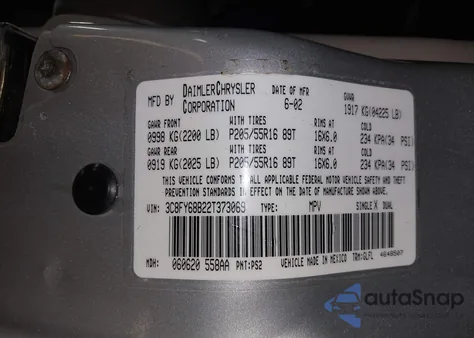 2002 Chrysler Pt Cruiser Limited from USA, damaged, VIN 3C8FY68B22T373069